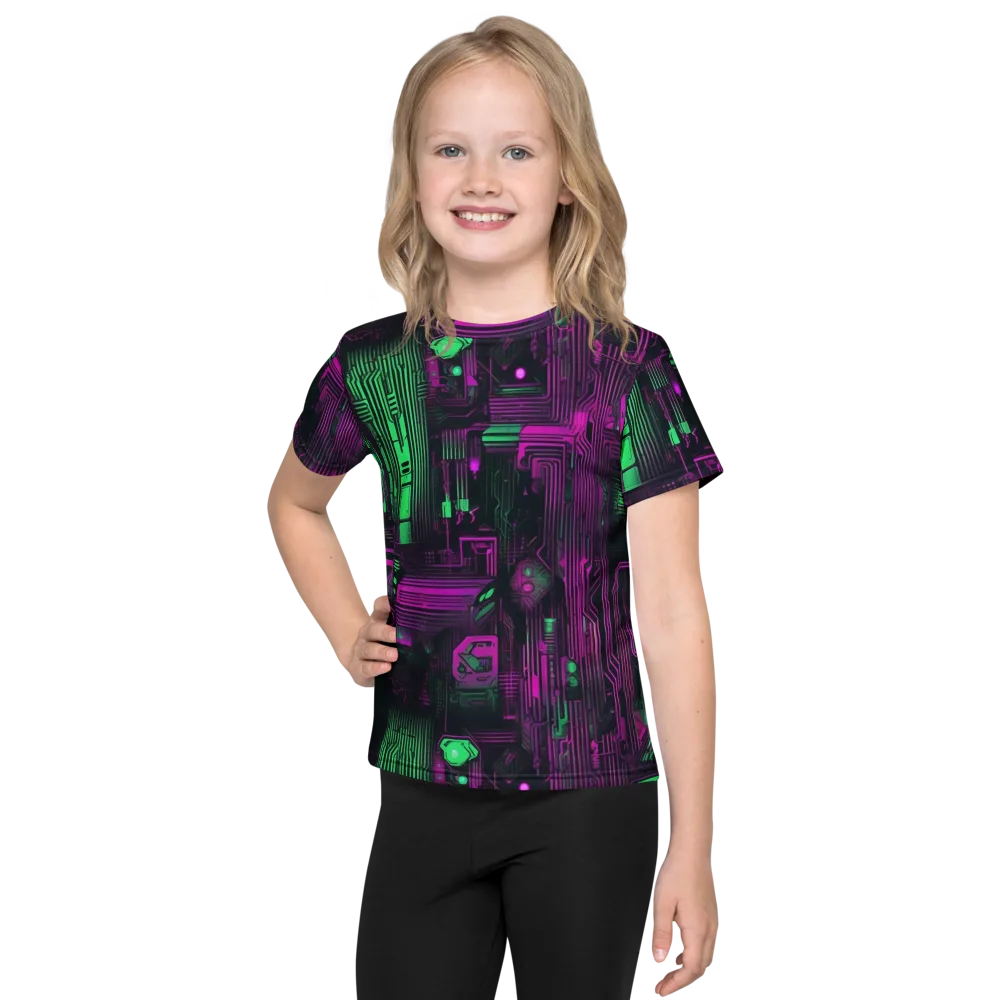 Synthwave Circuit on Kids Crew Neck T-Shirt — Front