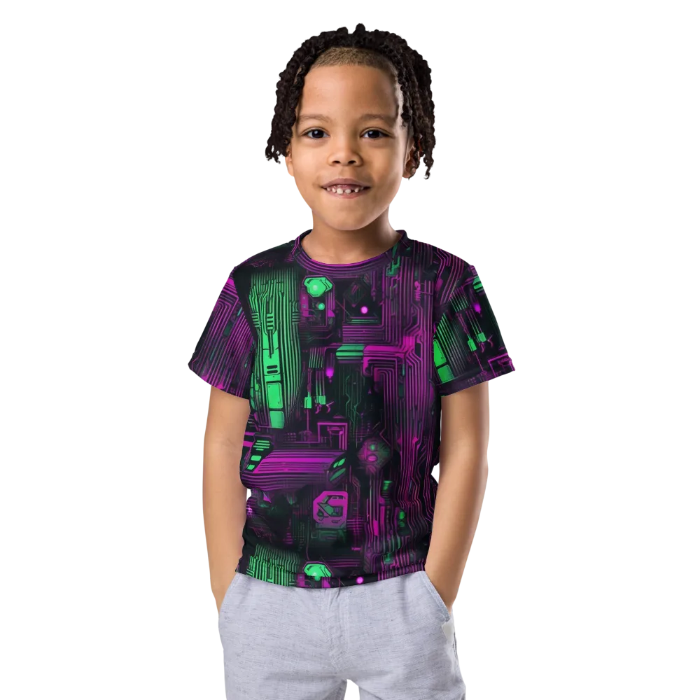 Synthwave Circuit on Kids Crew Neck T-Shirt — Front