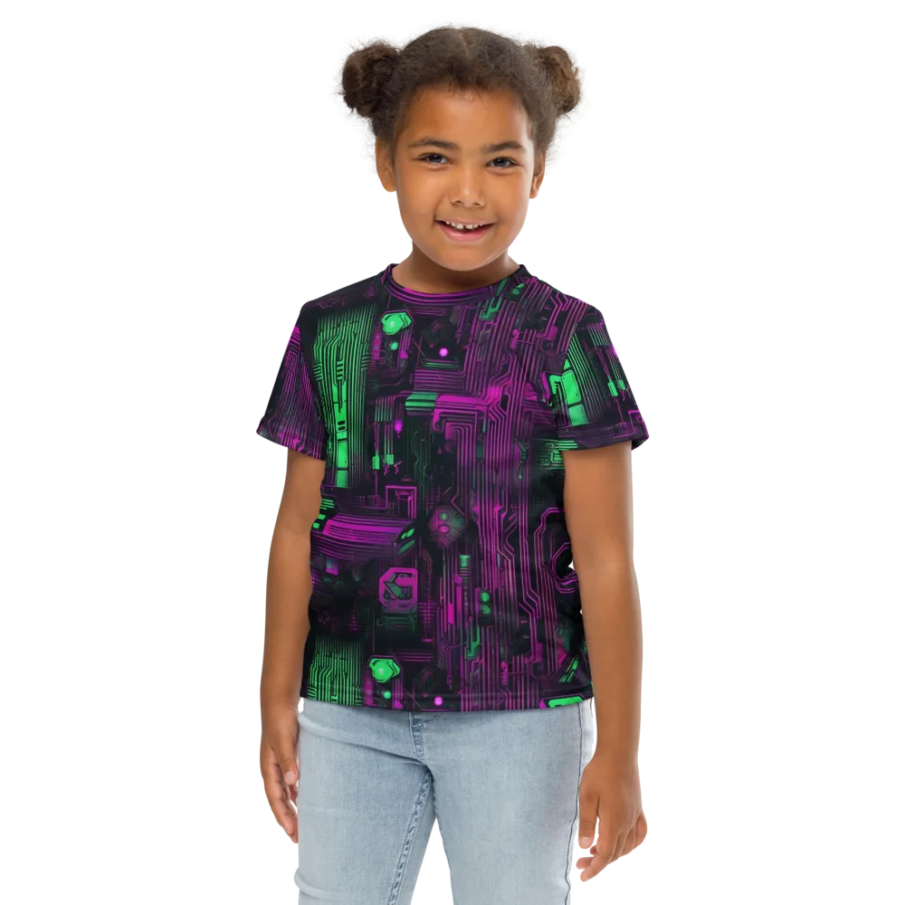 Synthwave Circuit on Kids Crew Neck T-Shirt — Front