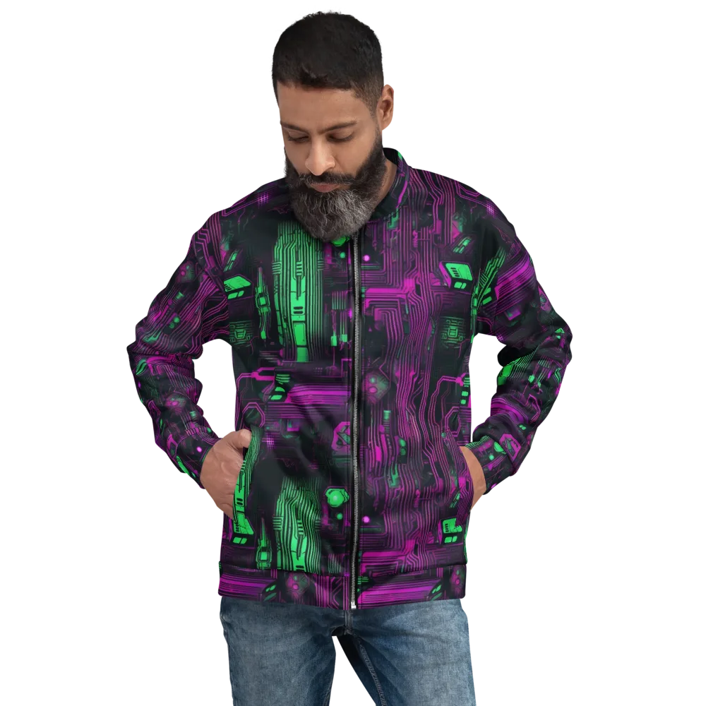 Synthwave Circuit on Bomber Jacket — Front