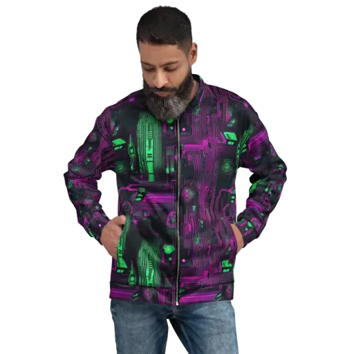 Synthwave Circuit on a Bomber Jacket