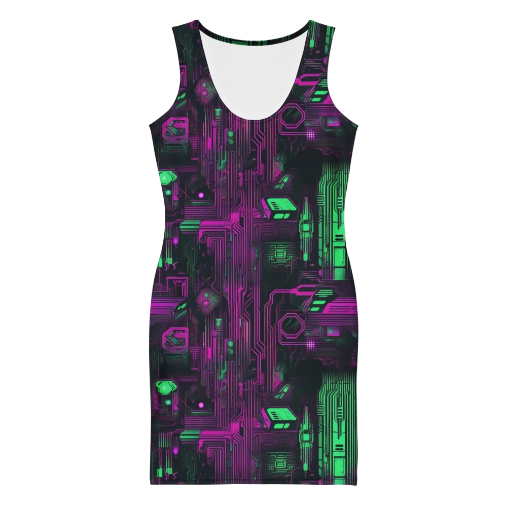 Synthwave Circuit on Bodycon Dress — Front