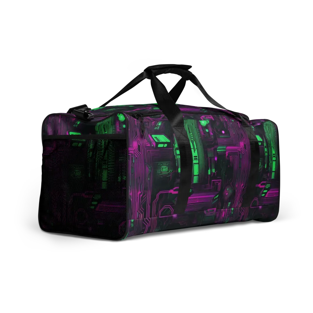 Synthwave Circuit on Duffle Bag — Right Front