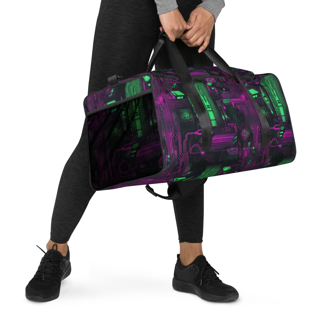 Synthwave Circuit on Duffle Bag — Right Front