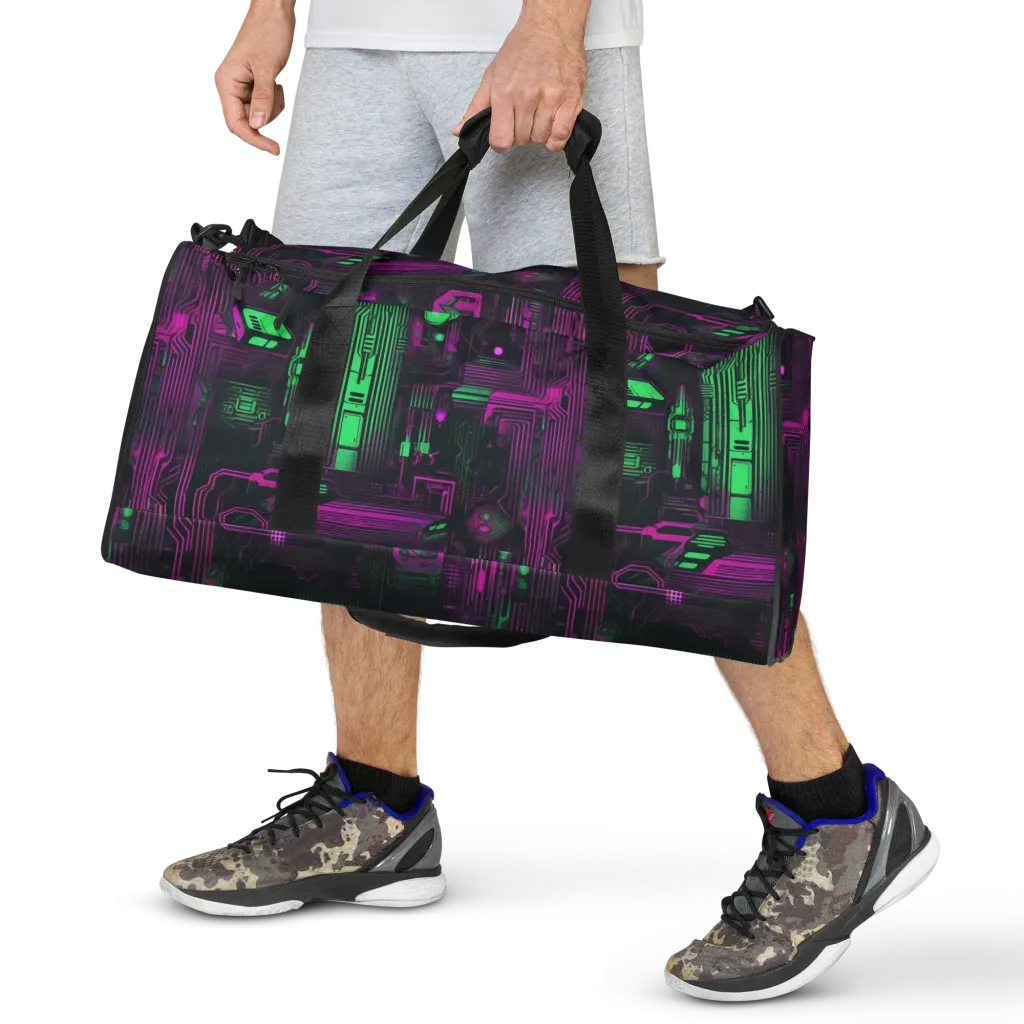 Synthwave Circuit on Duffle Bag — Front