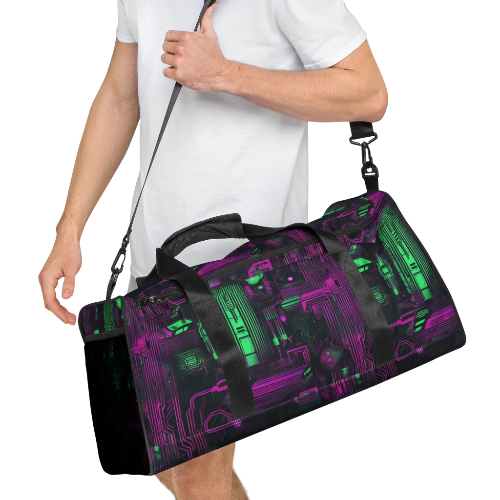 Synthwave Circuit on Duffle Bag — Right Front
