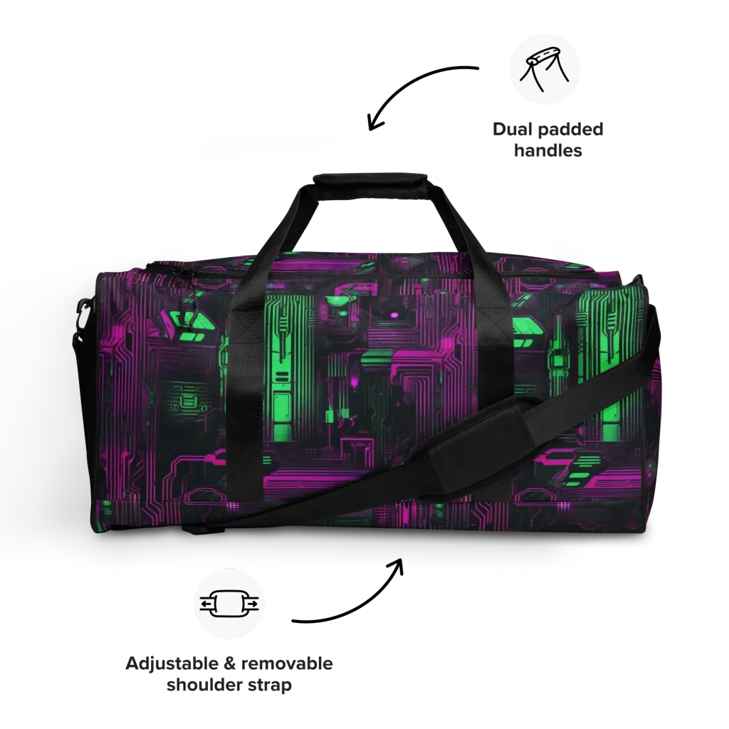 Synthwave Circuit on Duffle Bag — Front