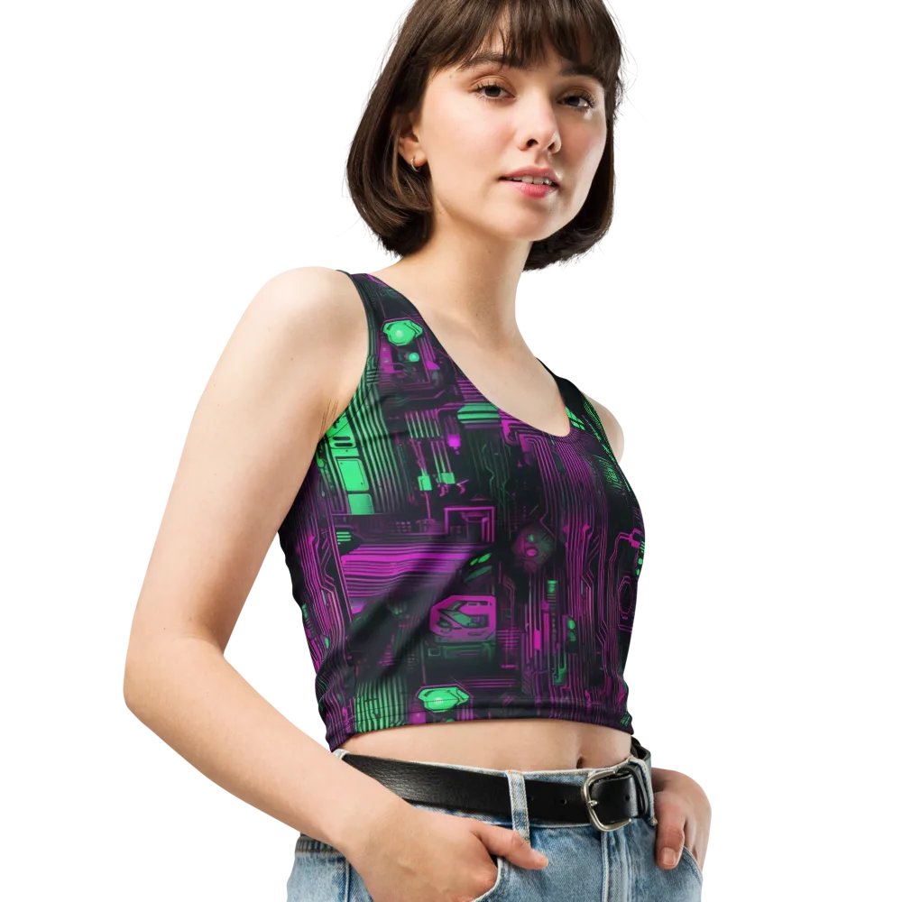 Synthwave Circuit on Crop Top — Right Front
