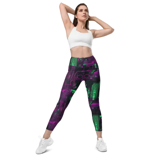 Synthwave Circuit on a Leggings with Pockets