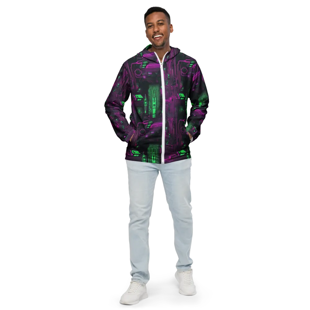 Synthwave Circuit on Men's Windbreaker — Front
