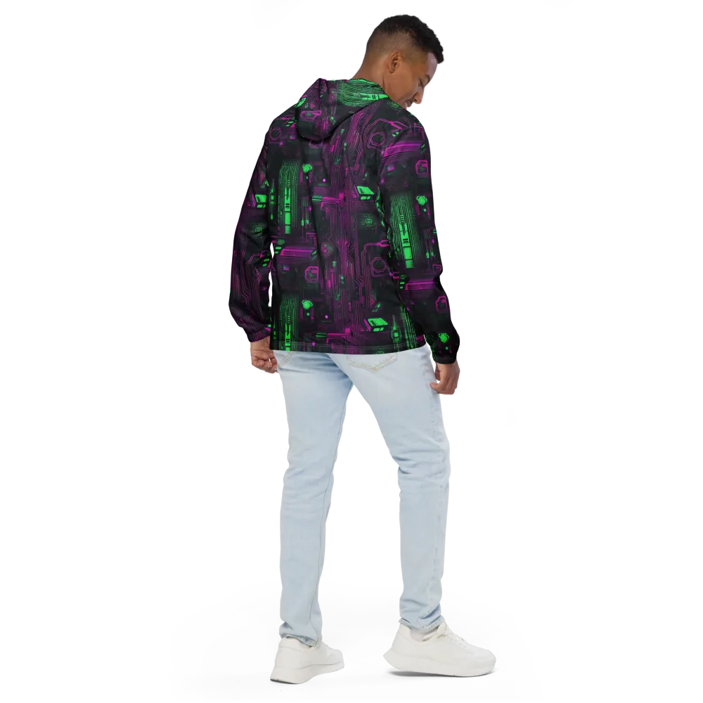 Synthwave Circuit on Men's Windbreaker — Back