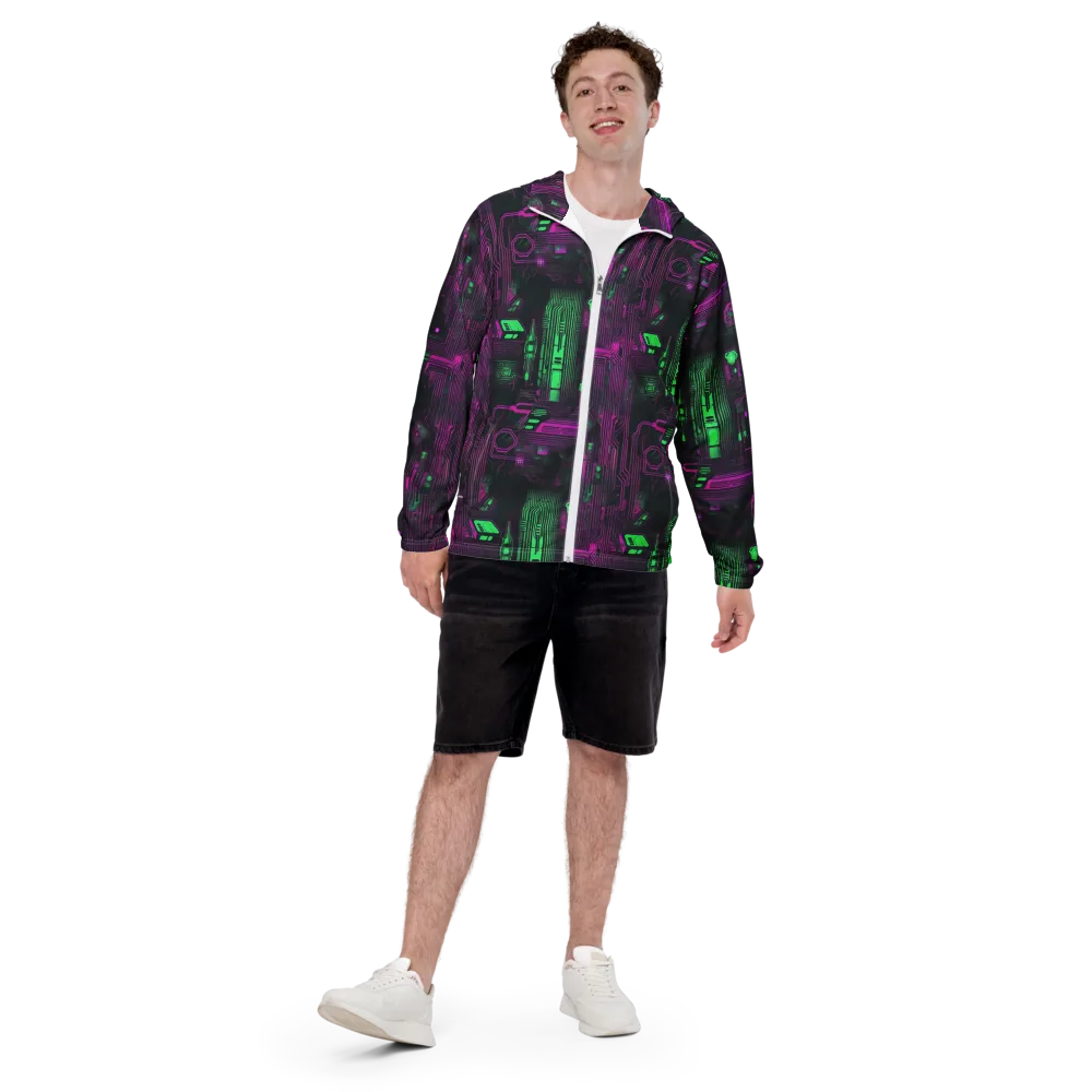 Synthwave Circuit on Men's Windbreaker — Front
