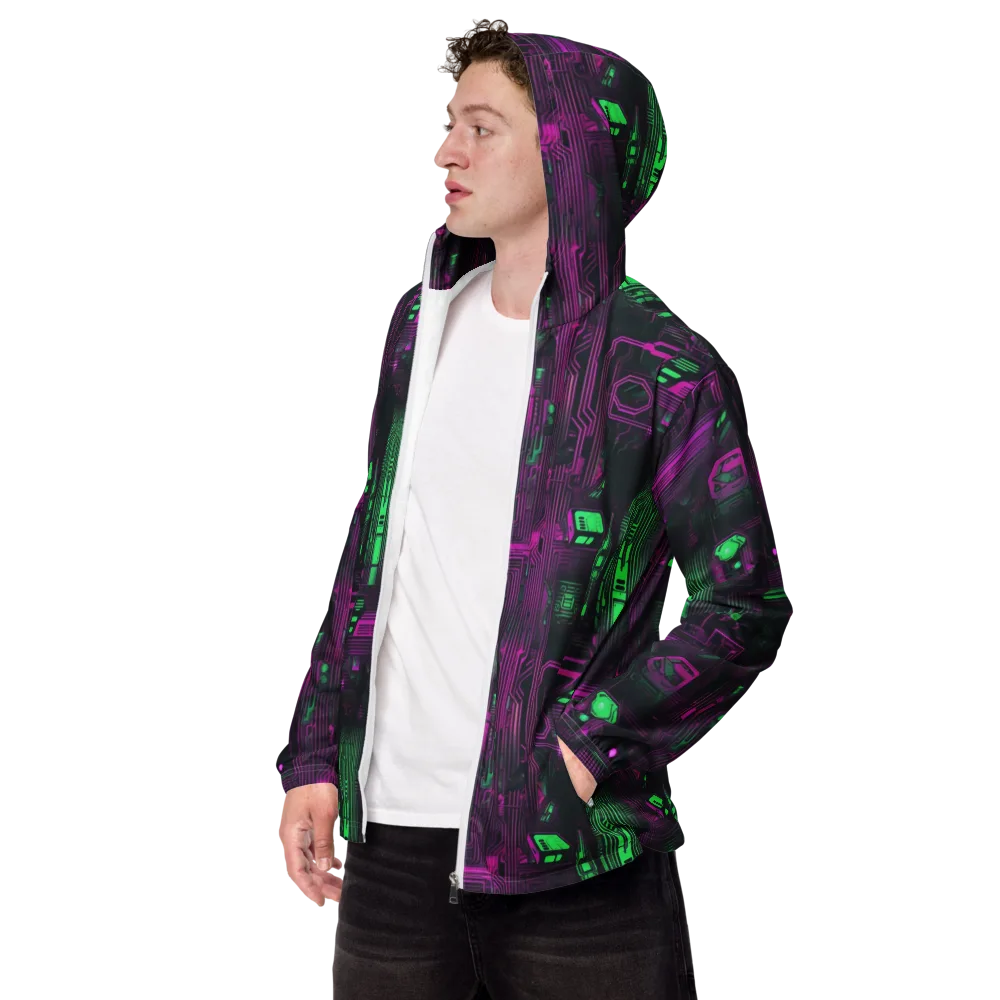 Synthwave Circuit on Men's Windbreaker — Left Front