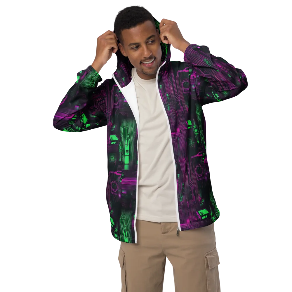 Synthwave Circuit on Men's Windbreaker — Front