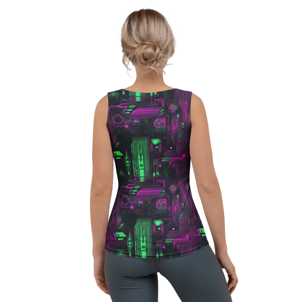 Synthwave Circuit on Women's Tank Top — Back