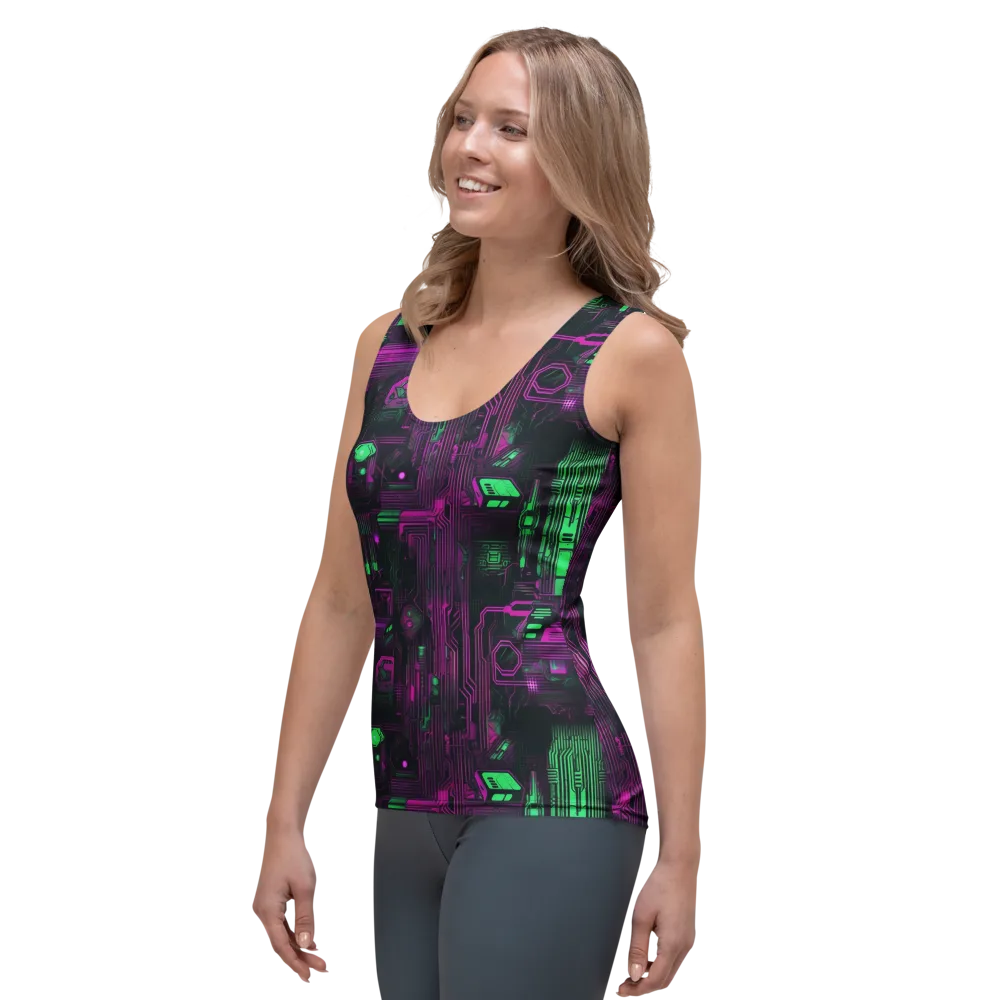 Synthwave Circuit on Women's Tank Top — Left Front