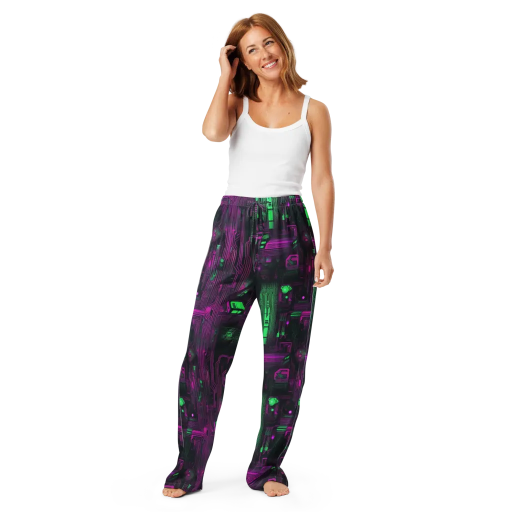 Synthwave Circuit on Women's Pajama Pants — Front