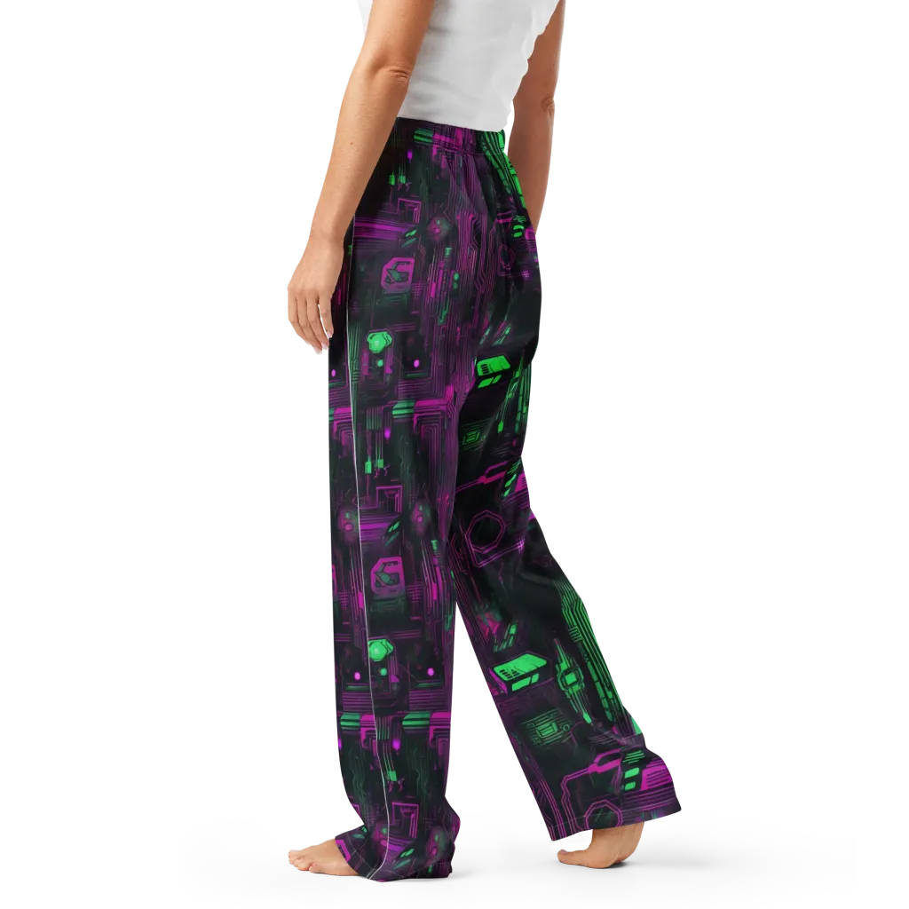 Synthwave Circuit on Women's Pajama Pants — Left
