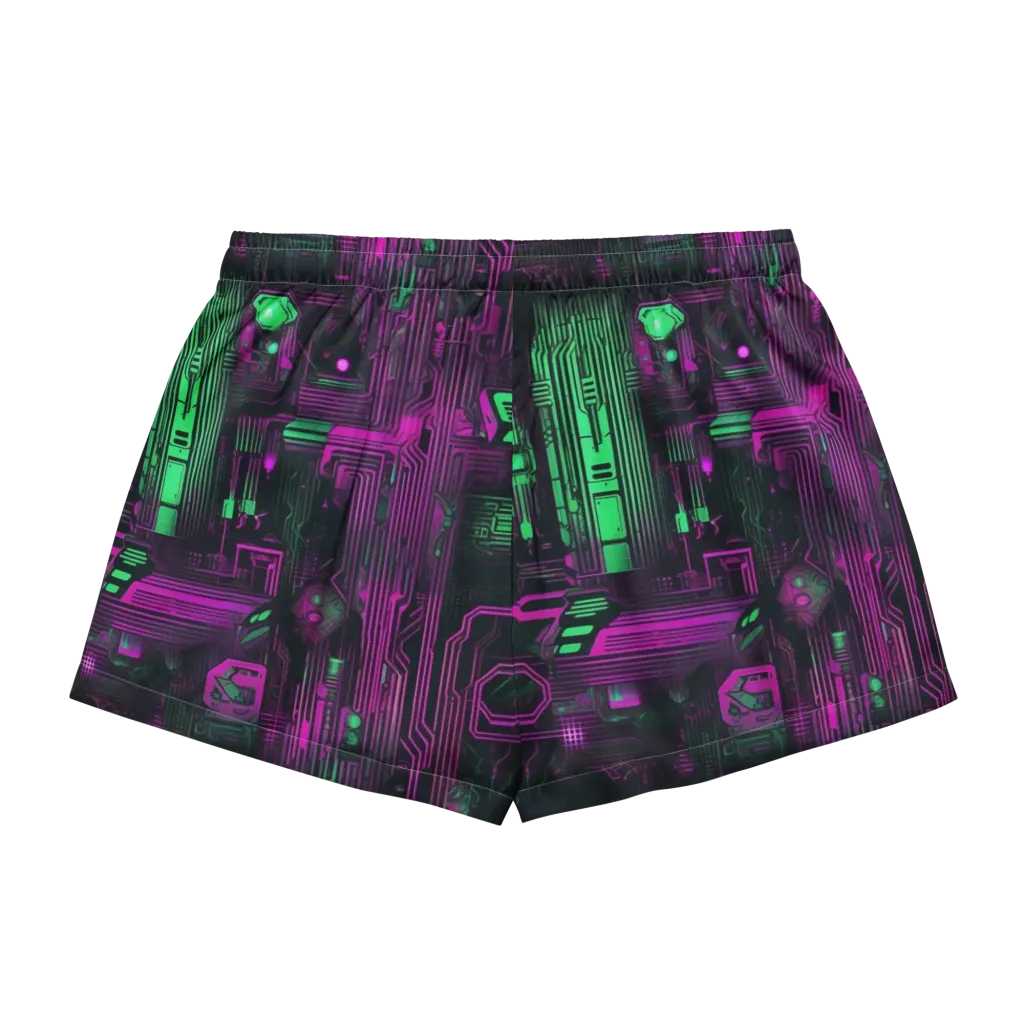 Synthwave Circuit on Women's Pajama Shorts — Back