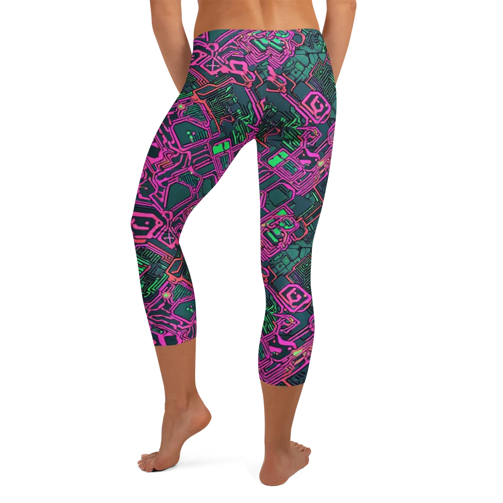 Electric Lattice on Capri Leggings — Back