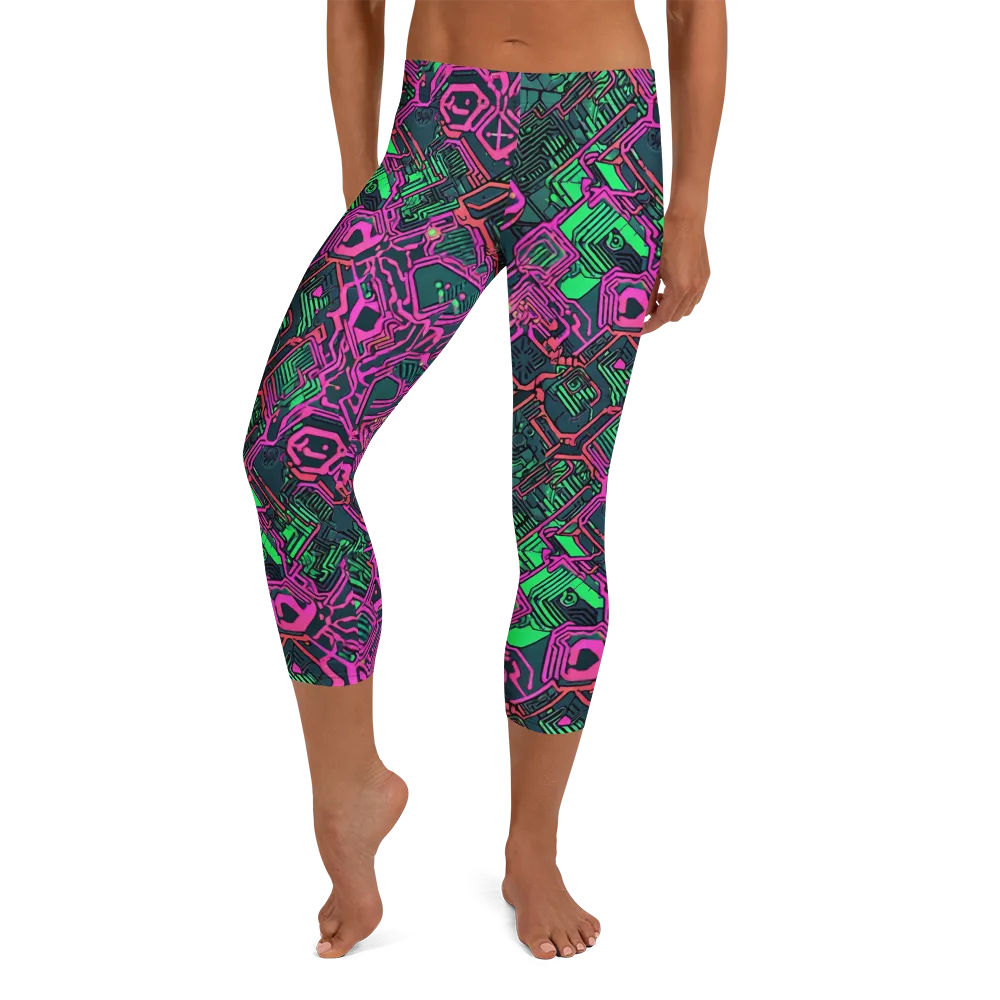 Electric Lattice on Capri Leggings — Front