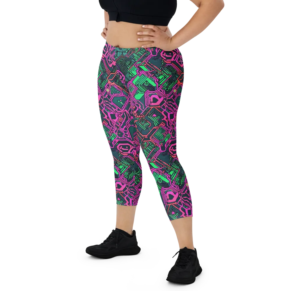 Electric Lattice on Capri Leggings — Front