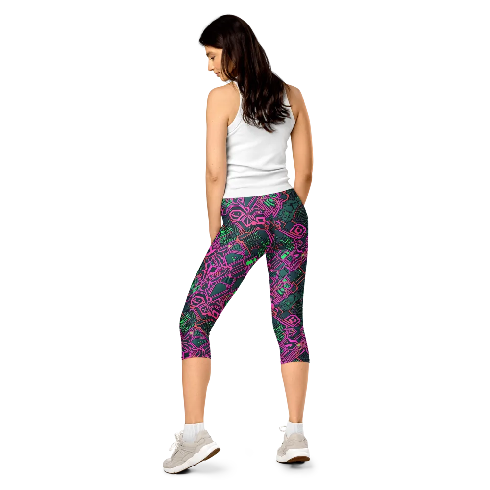 Electric Lattice on Capri Leggings — Back