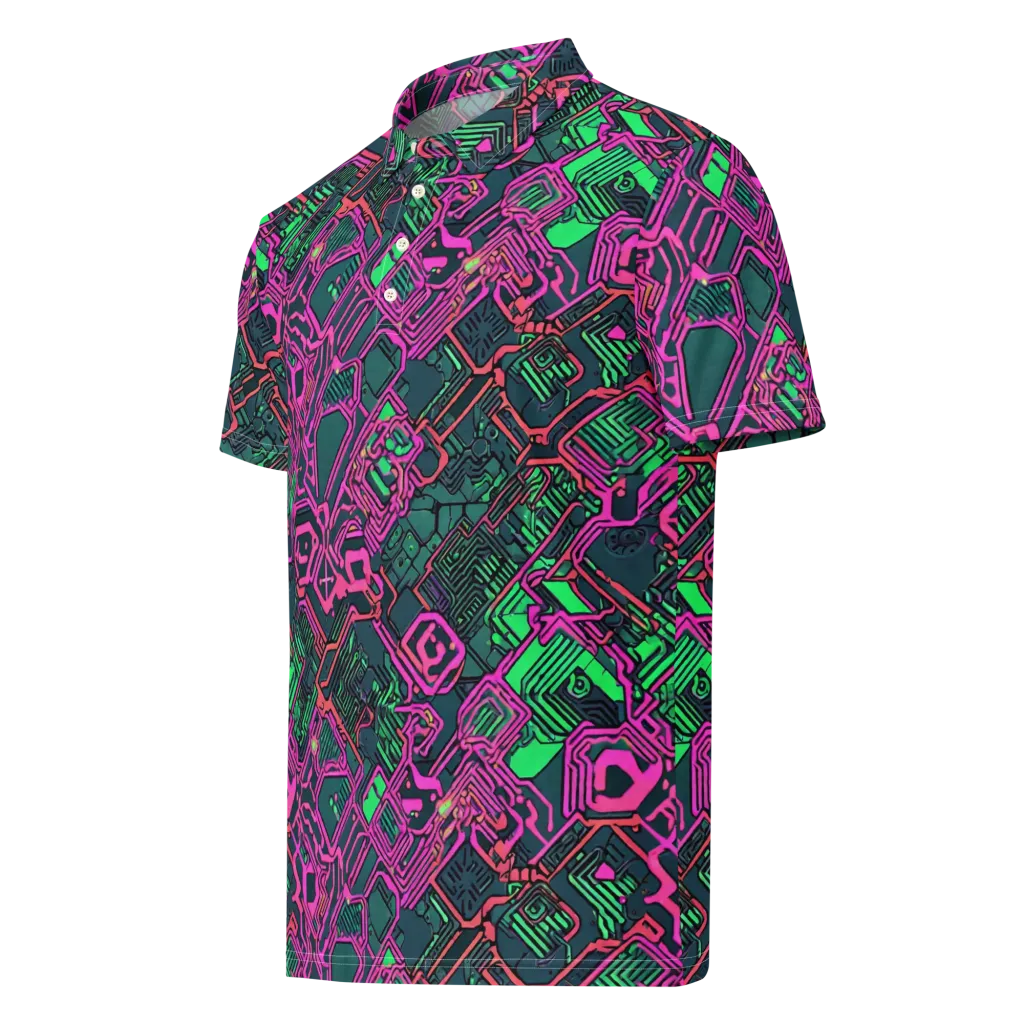 Electric Lattice on Men's Slim Fit Polo Shirt — Left Front