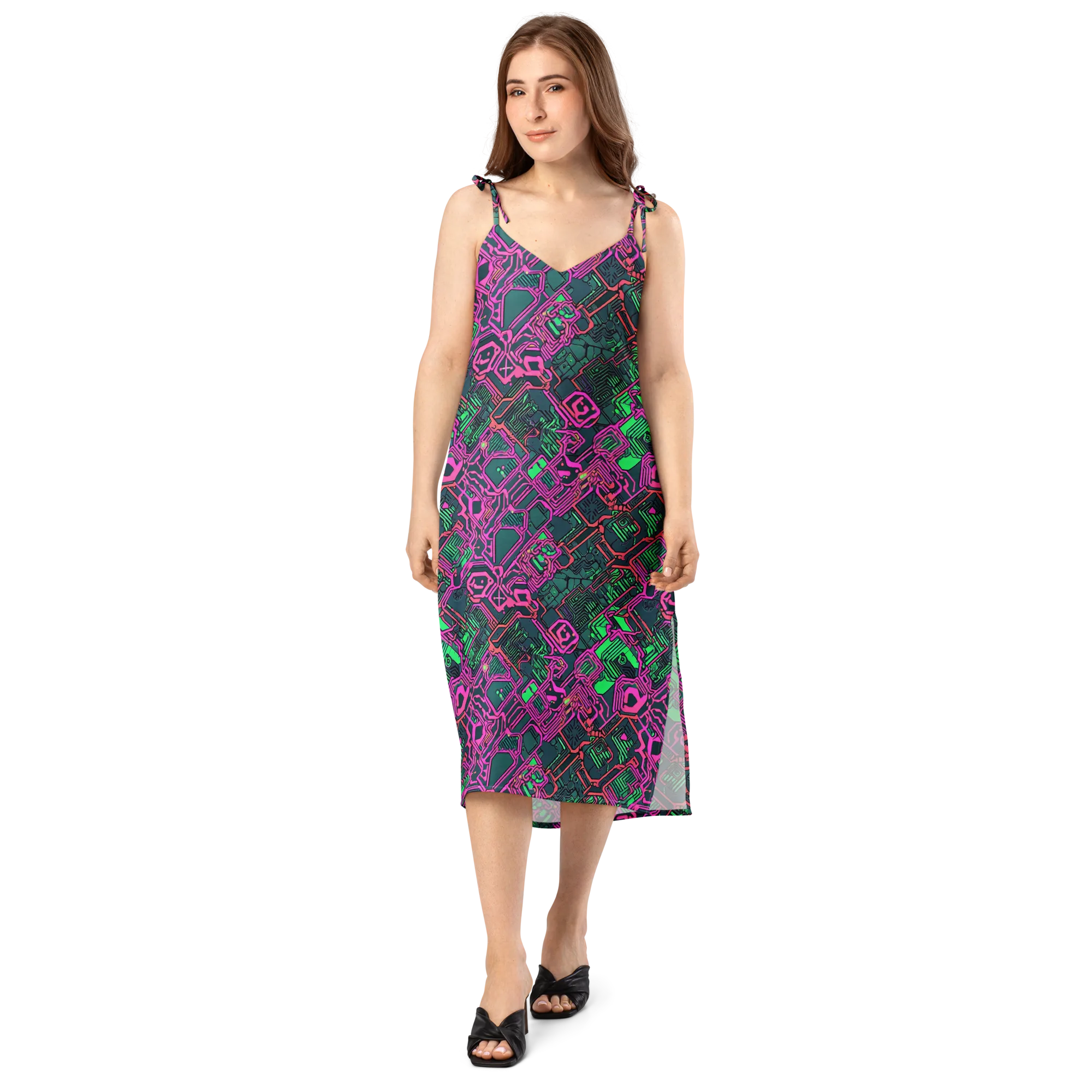 Electric Lattice on Slip Dress — Front