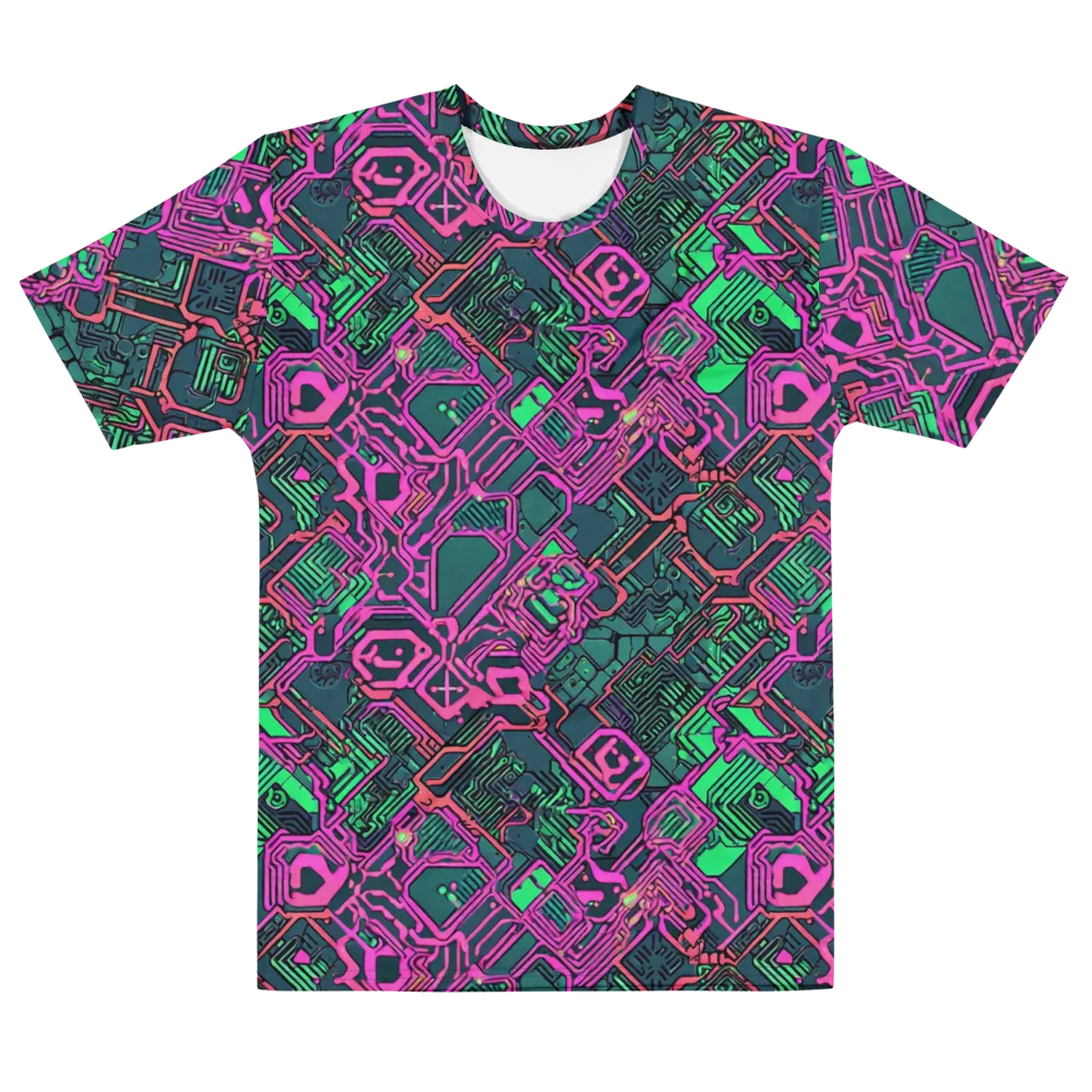 Electric Lattice on Men's Cotton Crew Neck T-Shirt — Front