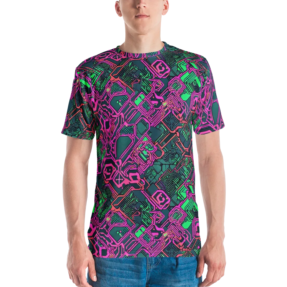 Electric Lattice on Men's Crew Neck T-Shirt — Front