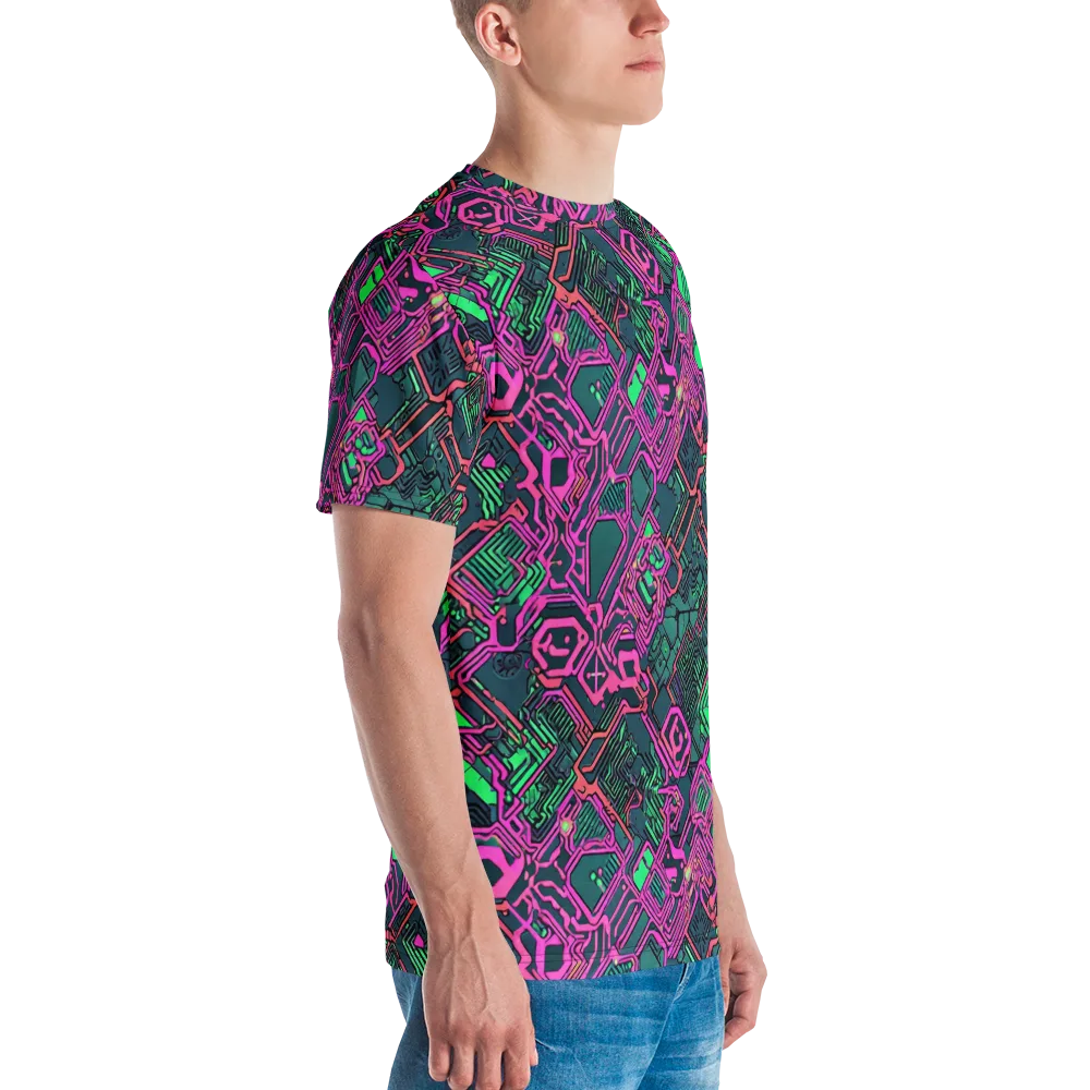 Electric Lattice on Men's Crew Neck T-Shirt — Right