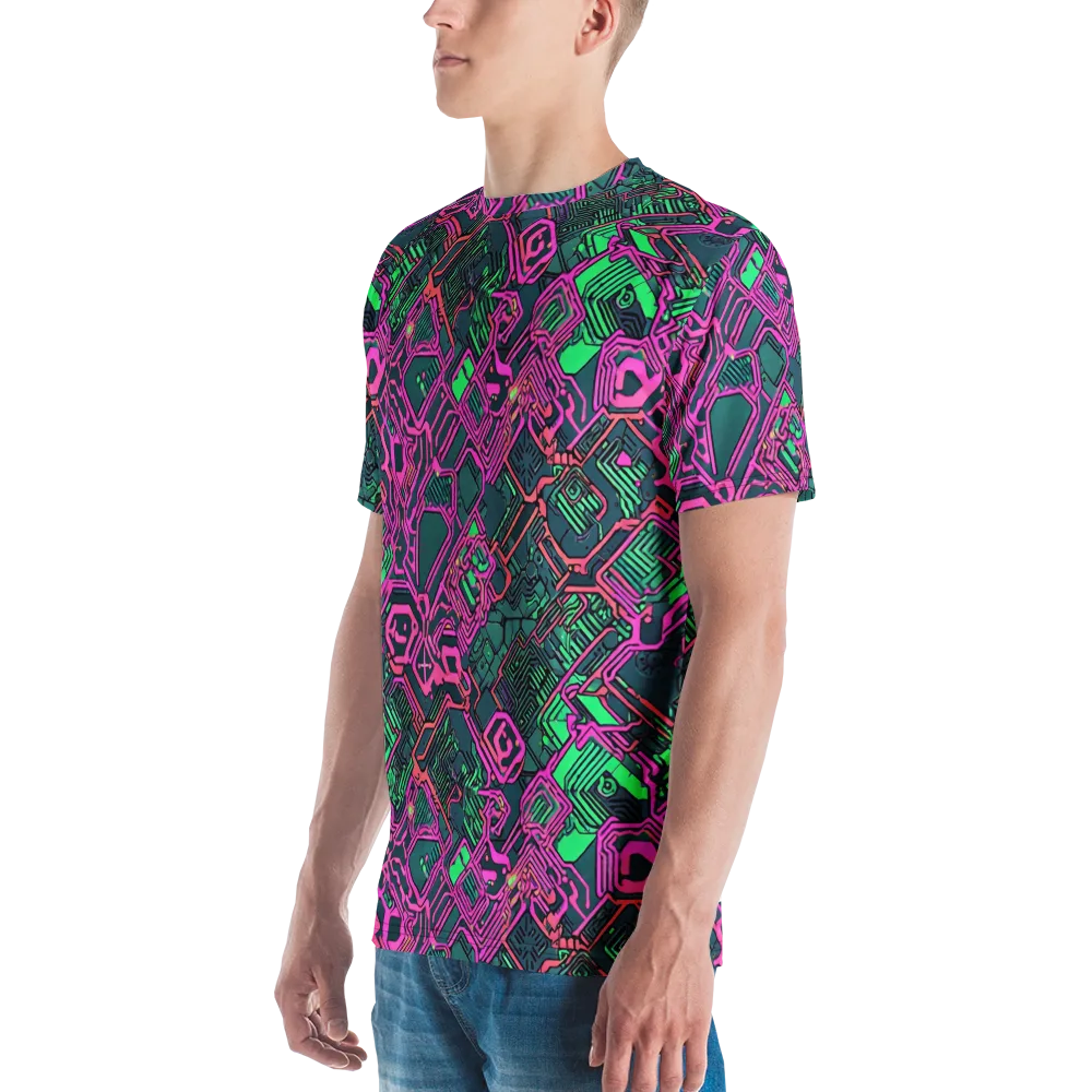 Electric Lattice on Men's Crew Neck T-Shirt — Left