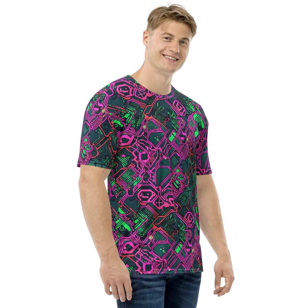 Electric Lattice on Men's Crew Neck T-Shirt — Right