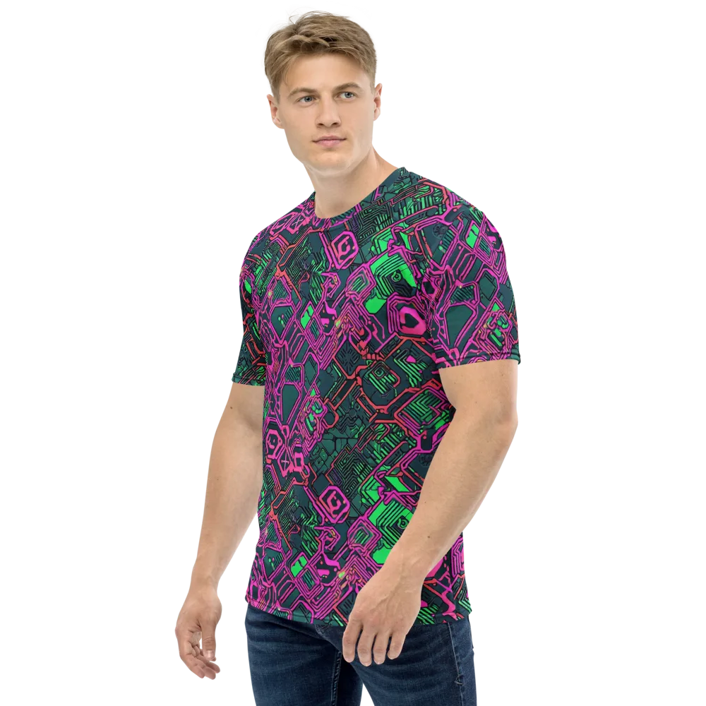 Electric Lattice on Men's Crew Neck T-Shirt — Left