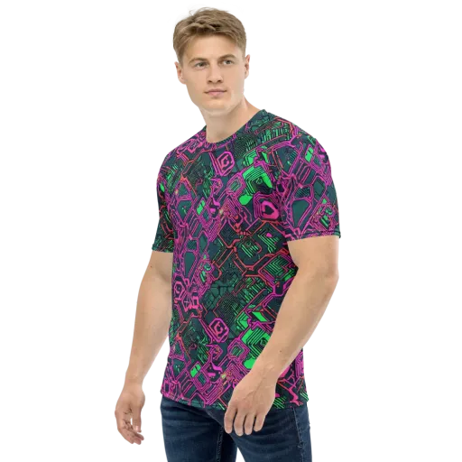 Electric Lattice on a Men's Crew Neck T-Shirt