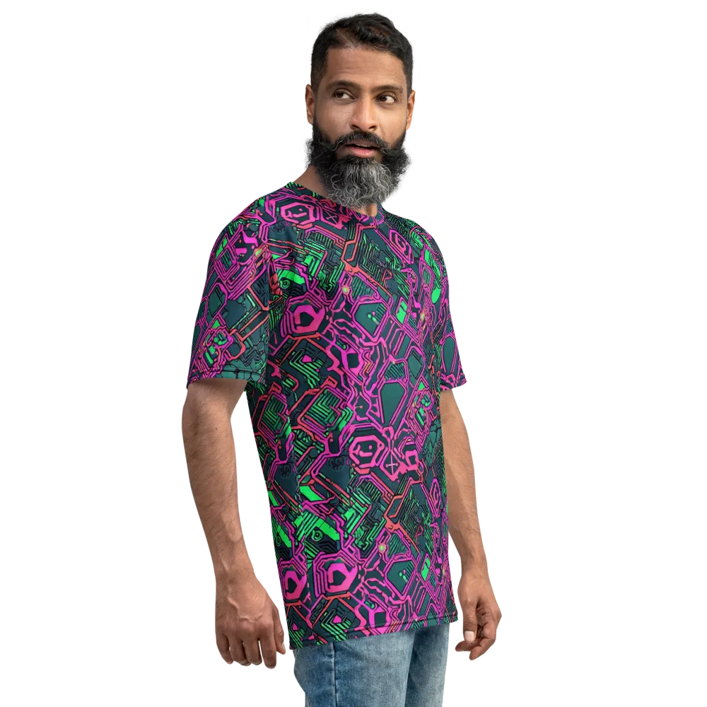 Electric Lattice on Men's Crew Neck T-Shirt — Right