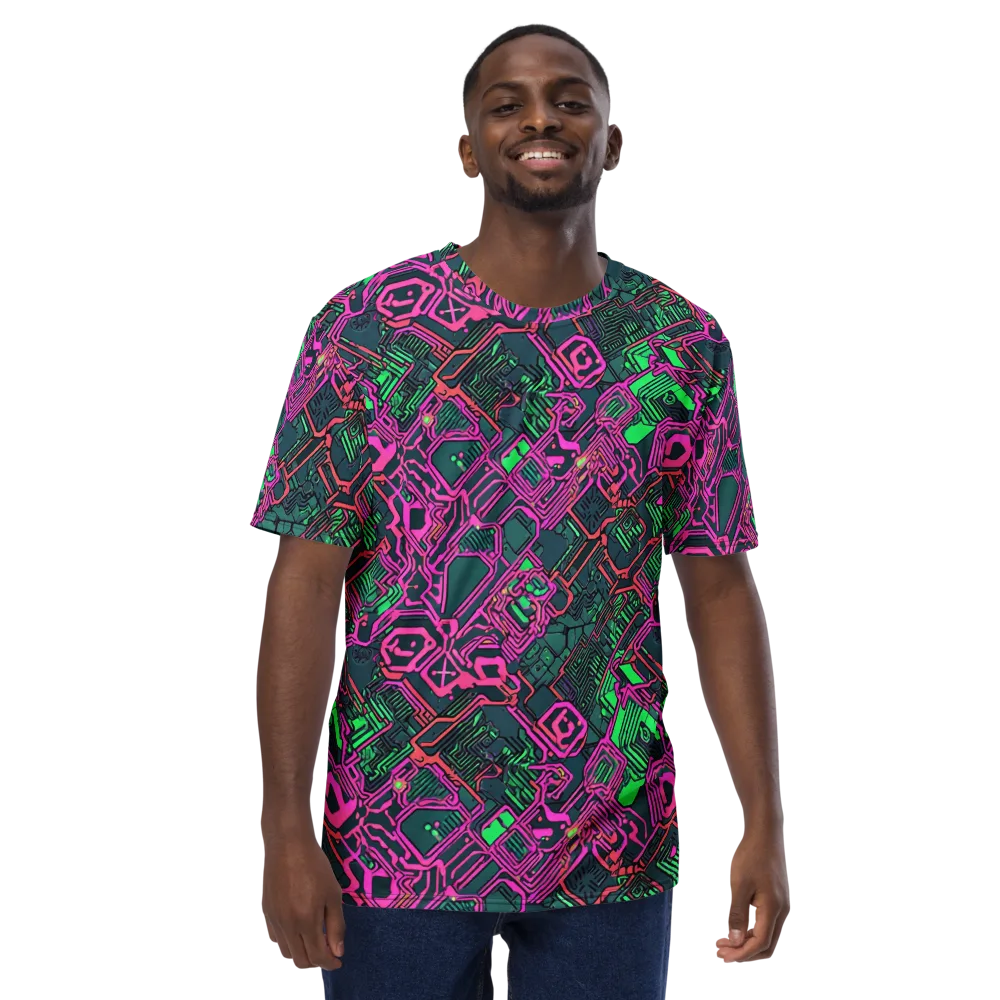 Electric Lattice on Men's Crew Neck T-Shirt — Front