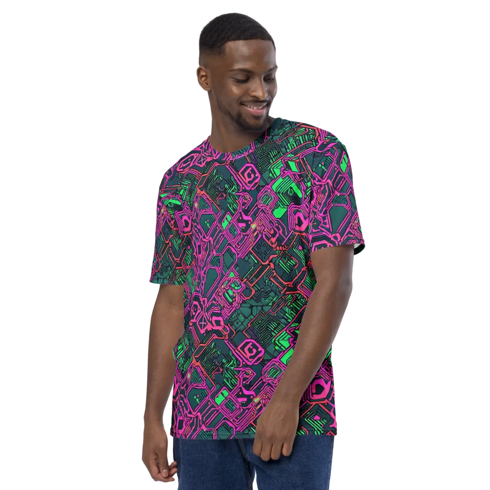 Electric Lattice on Men's Crew Neck T-Shirt — Left
