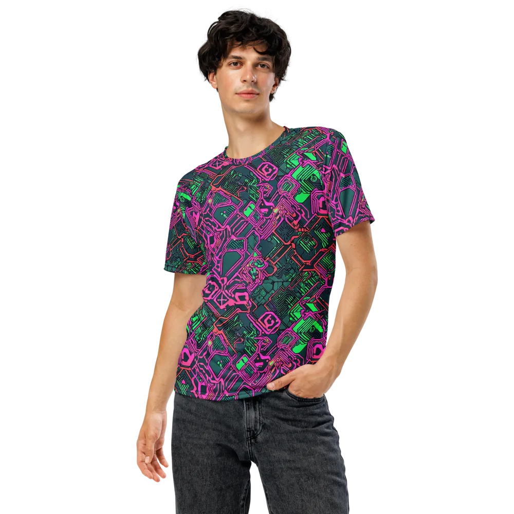 Electric Lattice on Men's Crew Neck T-Shirt — Front