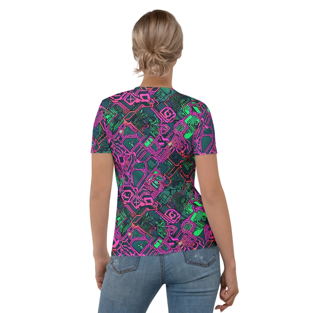 Electric Lattice on Women's Crew Neck T-Shirt — Back