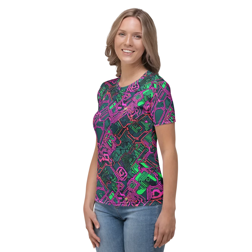 Electric Lattice on Women's Crew Neck T-Shirt — Left