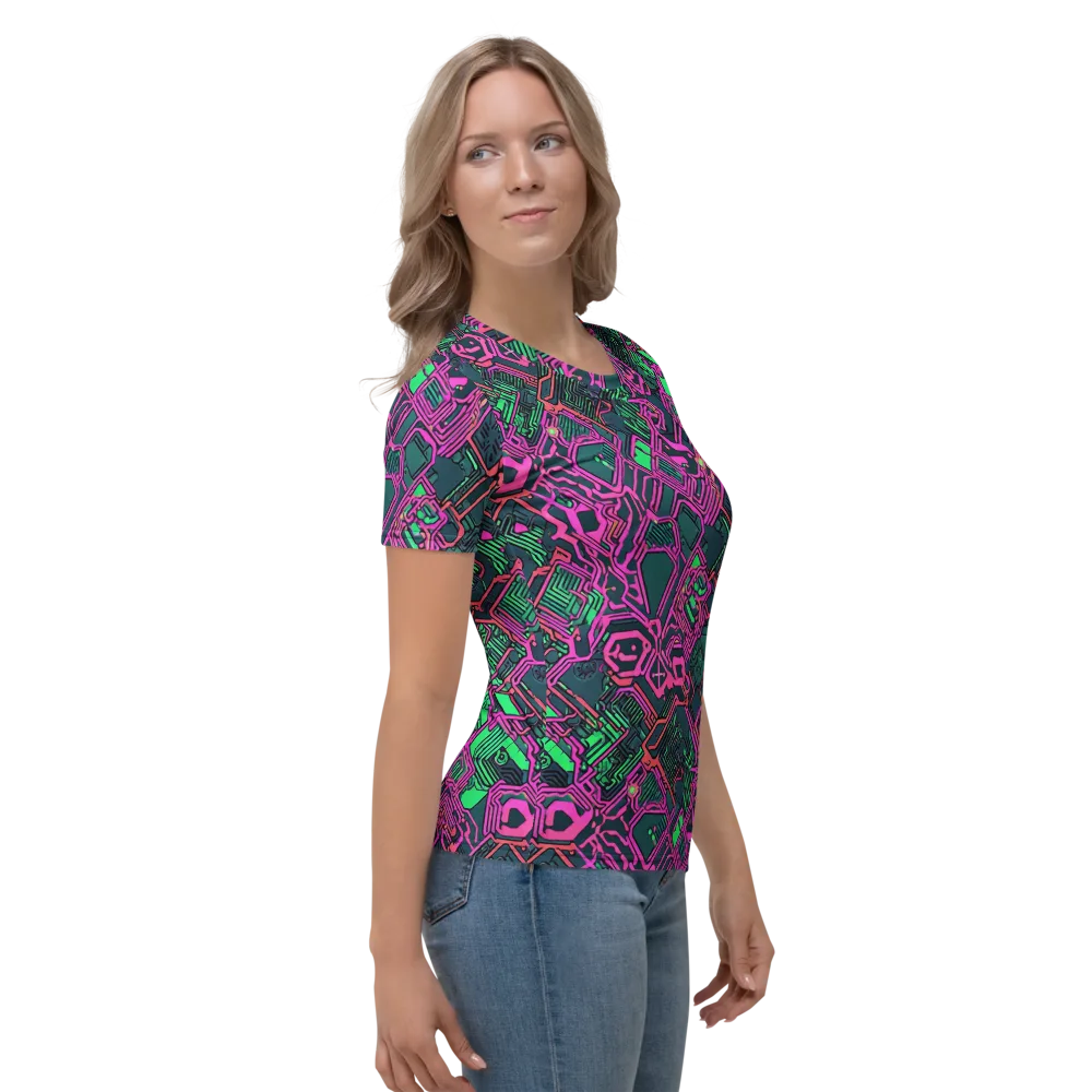 Electric Lattice on Women's Crew Neck T-Shirt — Right