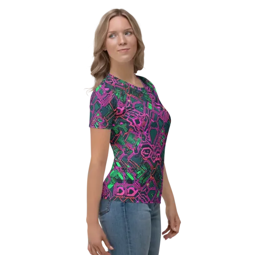 Electric Lattice on a Women's Crew Neck T-Shirt