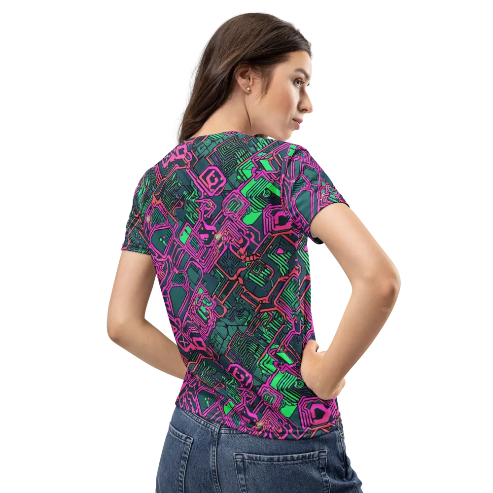 Electric Lattice on Women's Crew Neck T-Shirt — Back