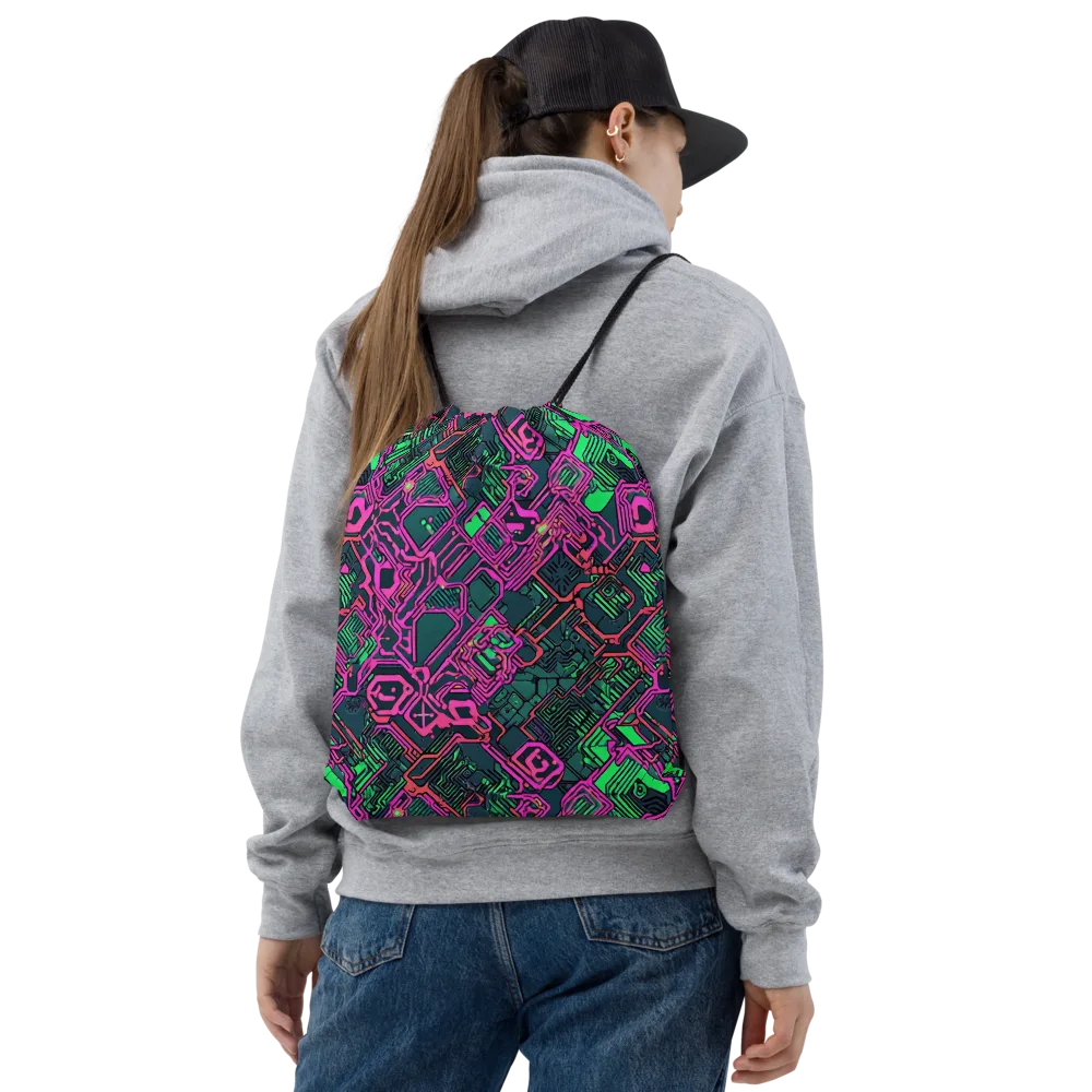 Electric Lattice on Drawstring Bag — Front