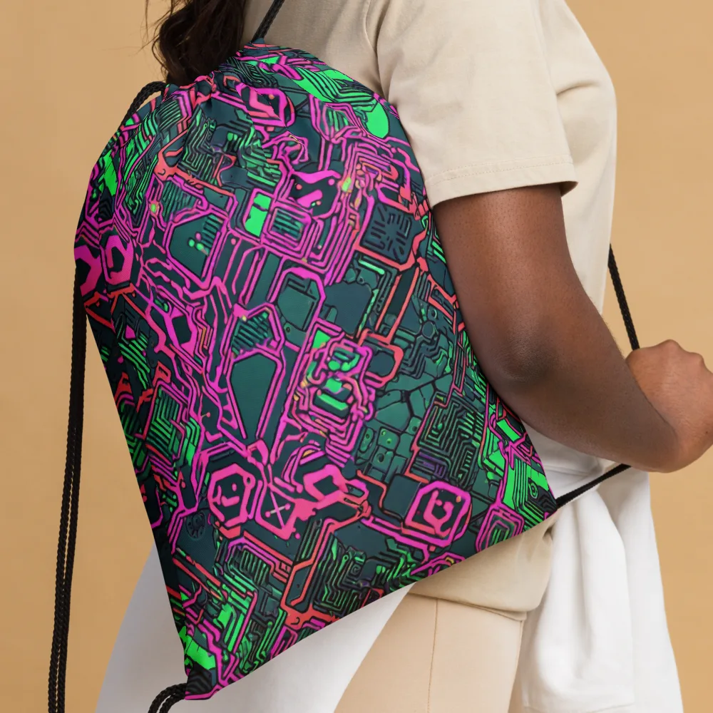 Electric Lattice on Drawstring Bag — Front