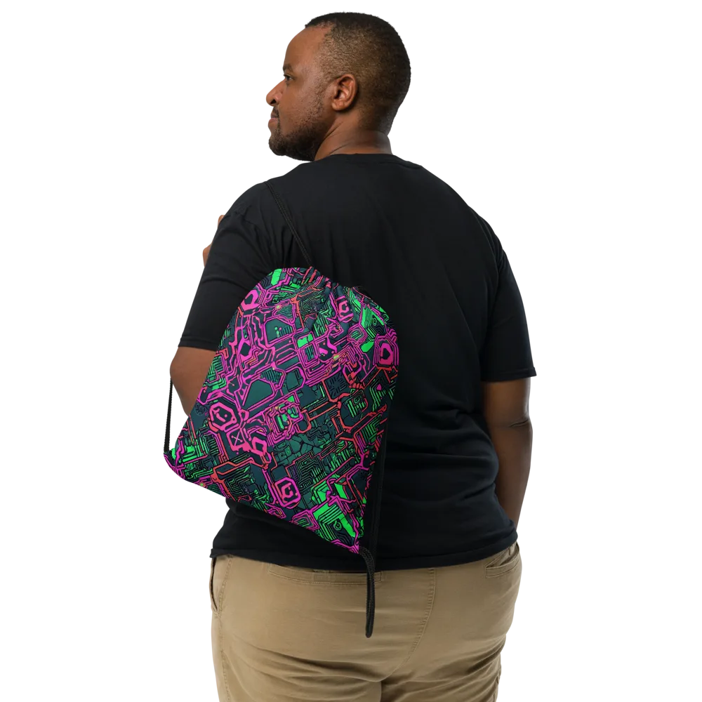 Electric Lattice on Drawstring Bag — Front