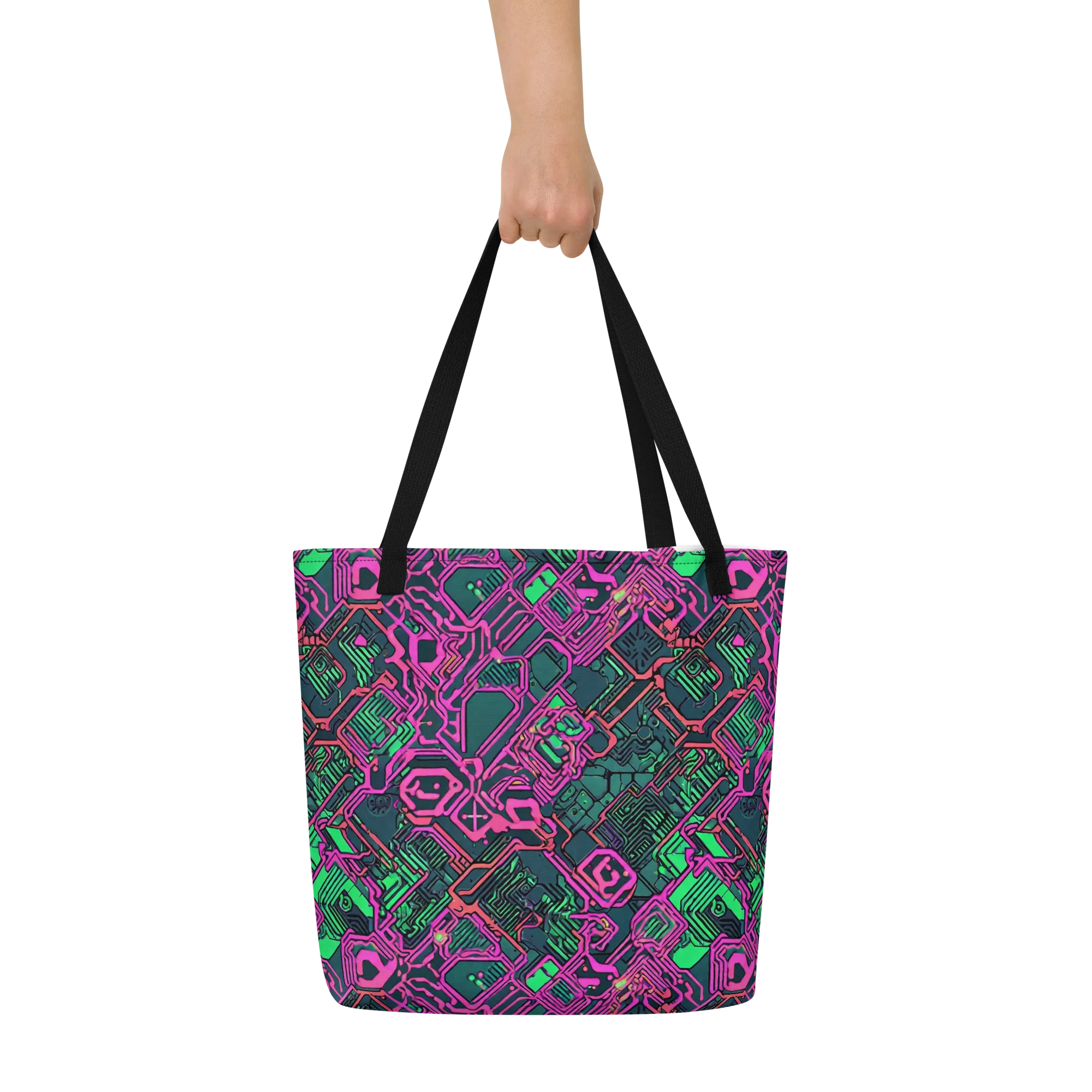 Electric Lattice on Large Tote Bag W/ Pocket — Front