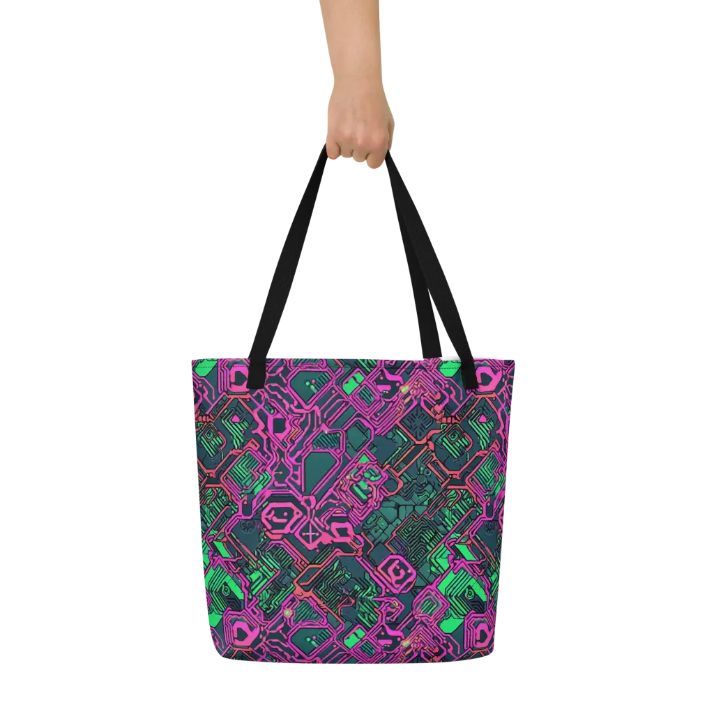 Electric Lattice on Large Tote Bag W/ Pocket — Front